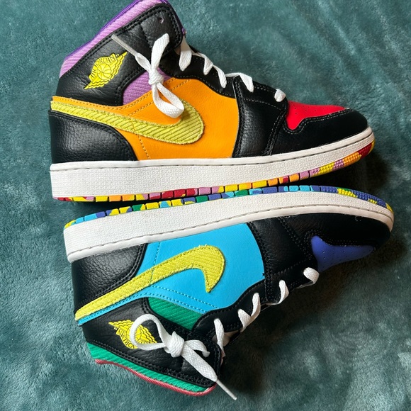 Colorful Air Jordan 1 Mid Sneakers - Picture 4 of 7